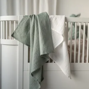 Babyfilt Borganäs of Sweden Muslin Grön/Vit 70x70cm 2-Pack Kundfavorit