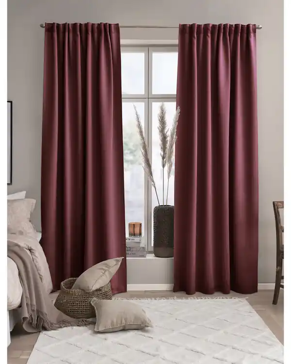 2-pack Enfärgad mörkläggningsgardin med multiband Sova Extra rabatt