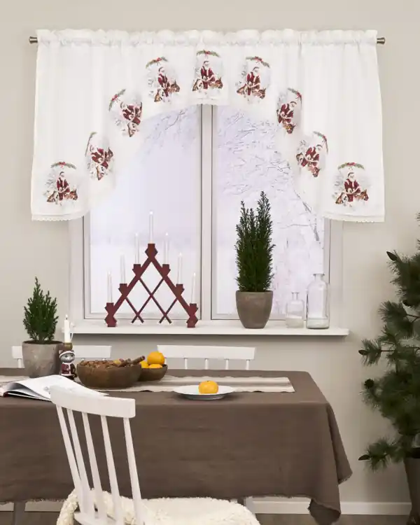 Rabatter Gardinbåge Tomten och hans vänner tryckt julmotiv