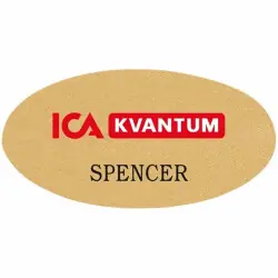 Namnbricka plast, 63x32 mm, Guldfärgad, 4-färgs (Oval) Fynd