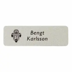 Namnbricka plast, 80x25 mm, Silver Plast, 4-färgs Endast idag