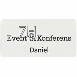 Namnbricka plast, 76x38 mm, vit, 4-färgs Sänkt pris