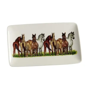 Assiett/serveringsfat med handritat motiv Hästar 1-pack I lager