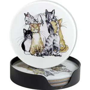 Glasunderlägg Katt 4-pack Extra rabatt
