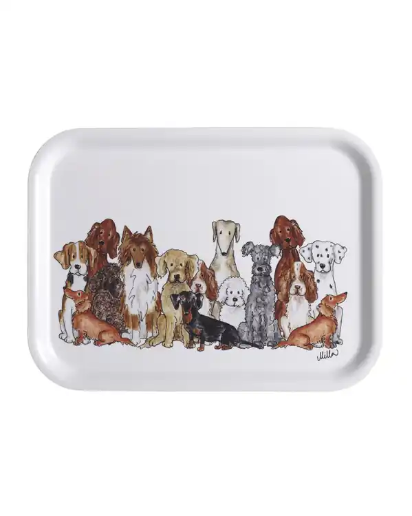 Begränsad tid Bricka med handritat motiv Hund