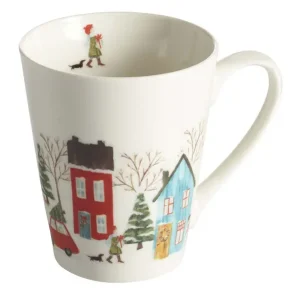 Porslinsmugg Vinter med handritat tryckt motiv 2-pack Fynd