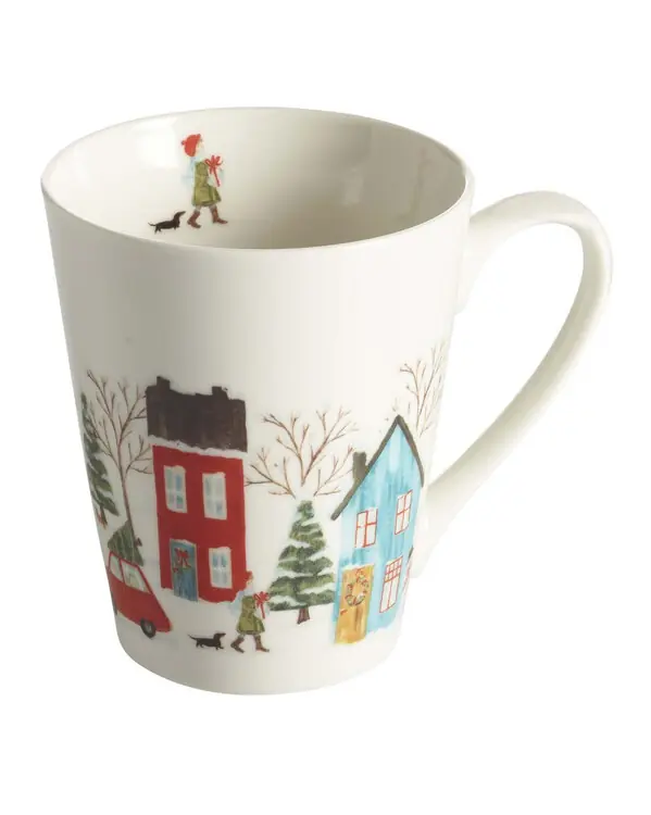 Porslinsmugg Vinter med handritat tryckt motiv 2-pack Fynd