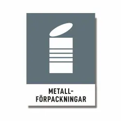 Återvinningsdekal Metallförpackningar 140x190 mm - 3st/fp. Sänkt pris
