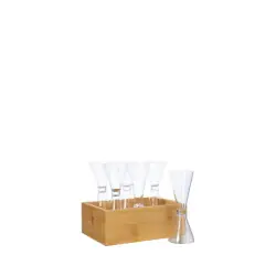 Billigare Nature snapsglas i bambubox, 6-pack