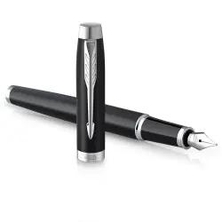 Parker IM Matt Black Chrome Trim Fountain medium fine nib Kundfavorit