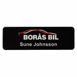 Begränsat antal Namnbricka plast, 80x25 mm, svart, 4-färgs