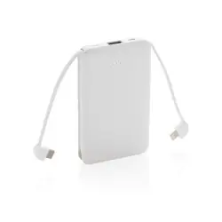 5.000 mAh powerbank i fickformat med integrerade kablar I lager