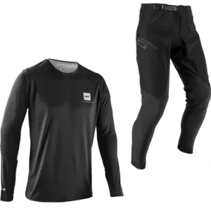Begränsat antal Cykelbyxor & Tröja Leatt Ride Kit MTB Gravity 1.0 Jr Ghost Black