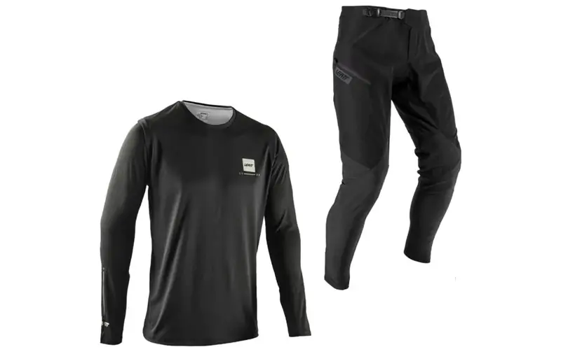Begränsat antal Cykelbyxor & Tröja Leatt Ride Kit MTB Gravity 1.0 Jr Ghost Black